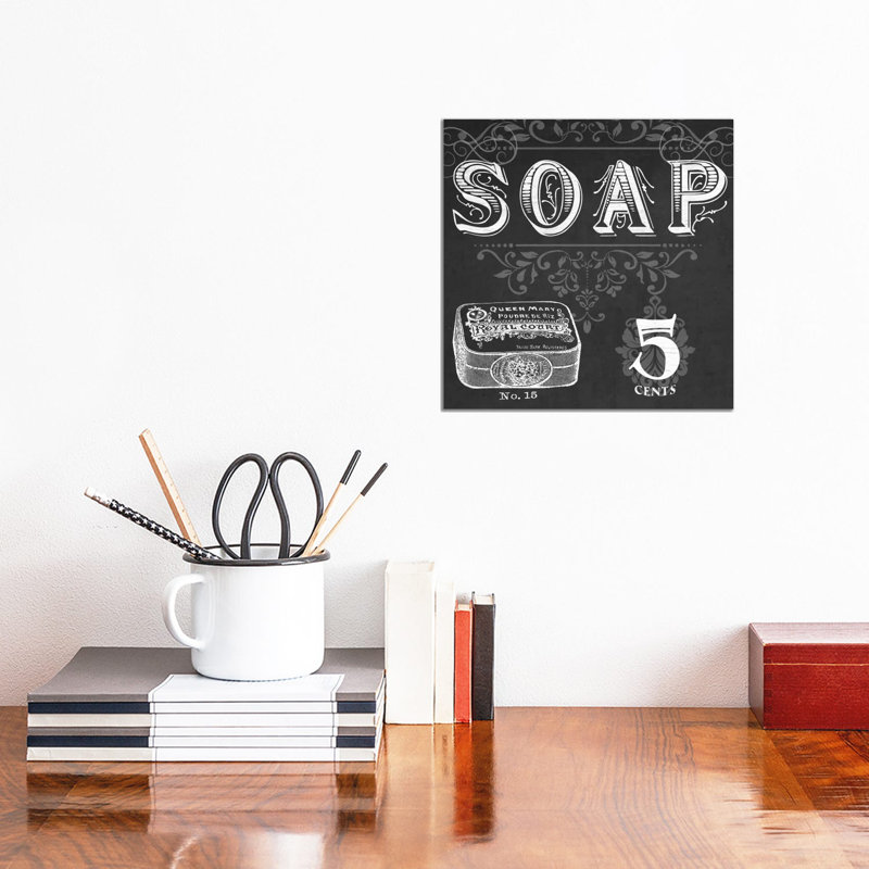 Chalkboard Bath Signs I 1 Piece Wrapped Canvas Wall Art, 30.48 cm H x 30.48 cm W
