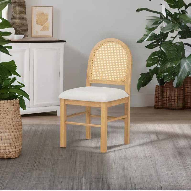 Chaises rembourrées avec dossier en rotin, Brun