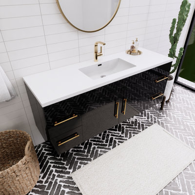 Ensemble de meuble-lavabo mural simple 60 "Spring