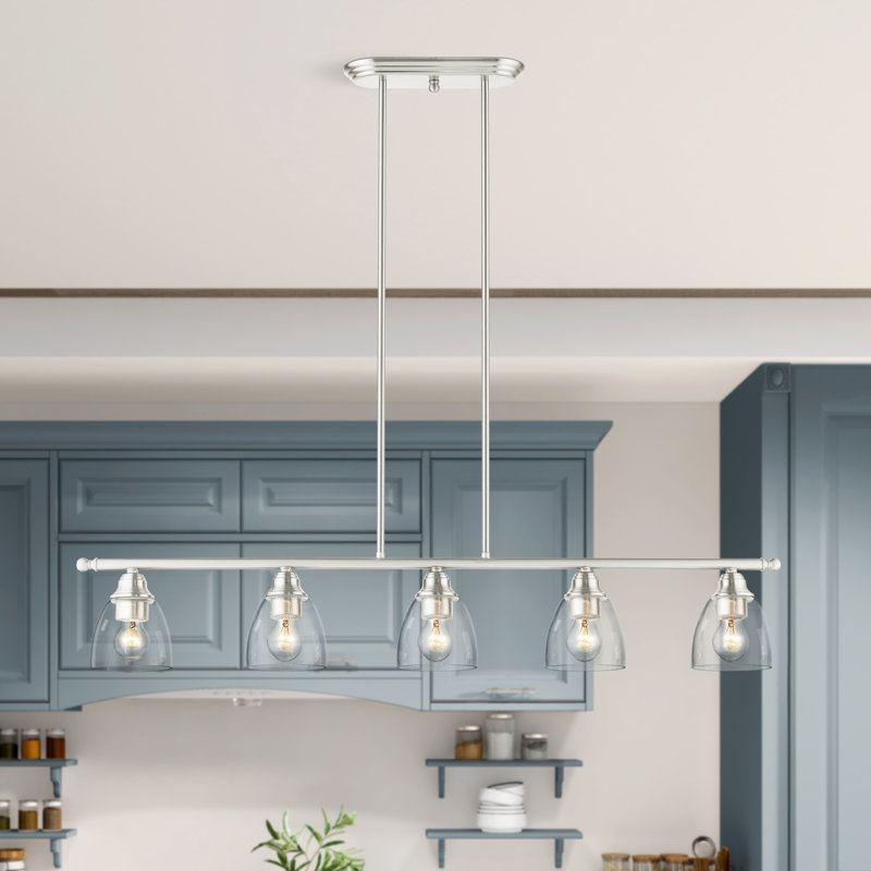 Bargas 5-Light Dimmable Linear Pendant, Brushed Nickel