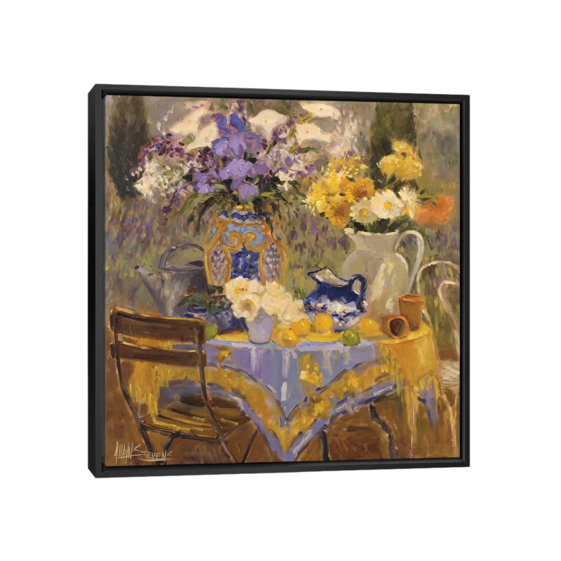 « jardin table », impression sur toile, H 18 po x l 18 po x P 1,5 po, Toile avec cadre noir, Pas de tapis