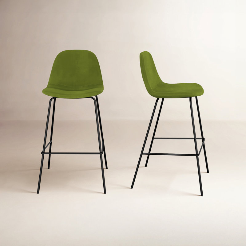 Kody Upholstered Bar & Counter Stool, Counter Stool (23.5" Seat Height), Bella Forest Performance Velvet