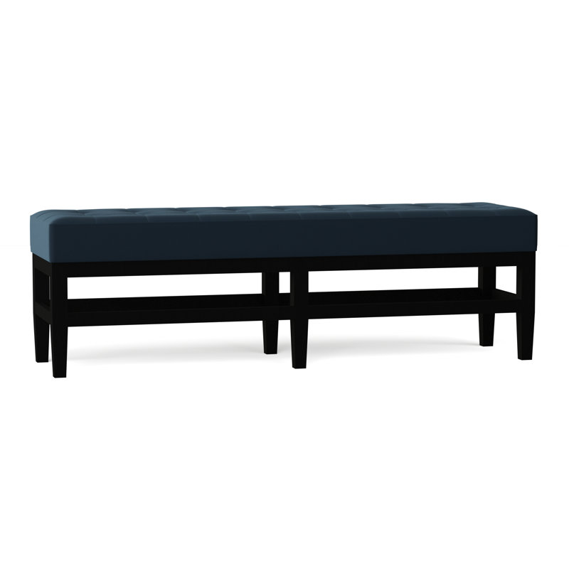 Galindo-White Upholstered Bench, Klein Azure, Mahogany