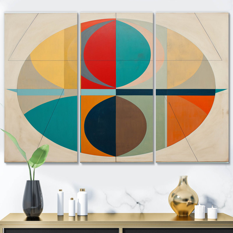 Serendipity, rétro, abstrait Midcentury Geometrics I - ensemble d'art mural moderne sur toile Midcentury