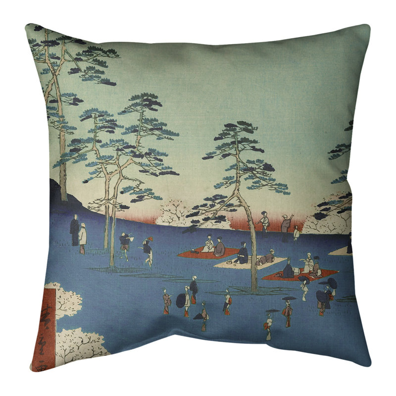Housse de coussin Utagawa Hiroshige View from Asuka Hill, 20 po X 20 po, Bleu, Housse de coussin seulement