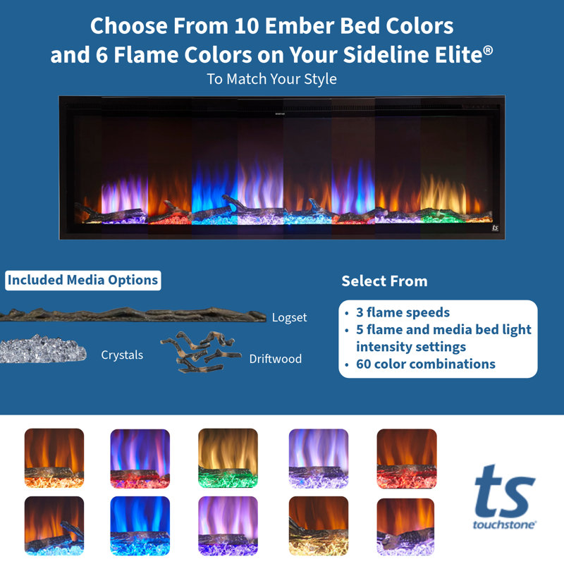 Sideline Elite 84" Black Smart Electric Fireplace