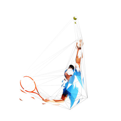 Tennis Player Serving Ball by Msan10 - Wrapped Canvas Print