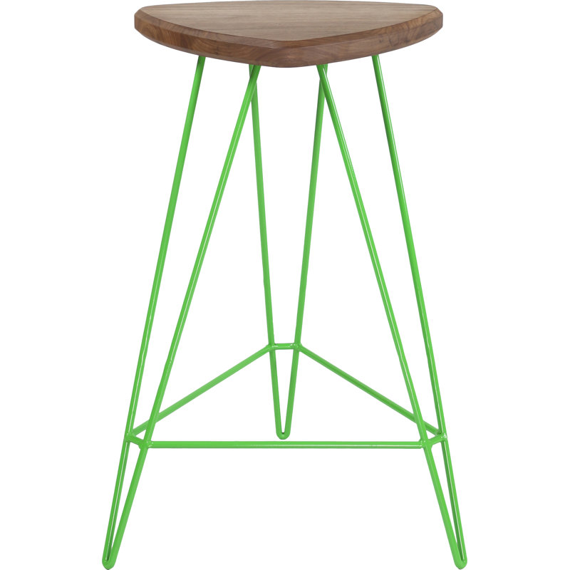 Madison Counter Stool with Metal Frame, American Walnut, Green, Counter Stool (26" Seat Height)