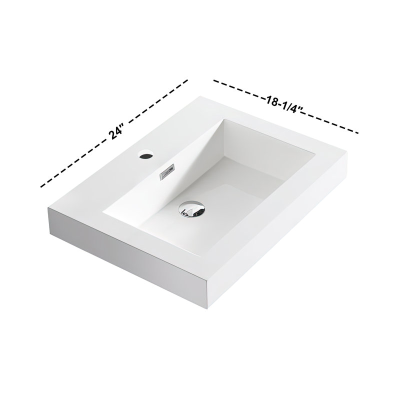 Dowell 24" White Resin Freestanding Bathroom Vanity Basin