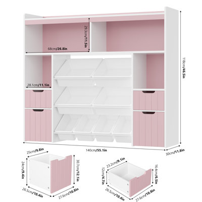 Bookcase with toys Organizer, 3 Removable Drawers