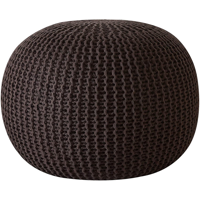 Bramble Upholstered Pouf, Brown