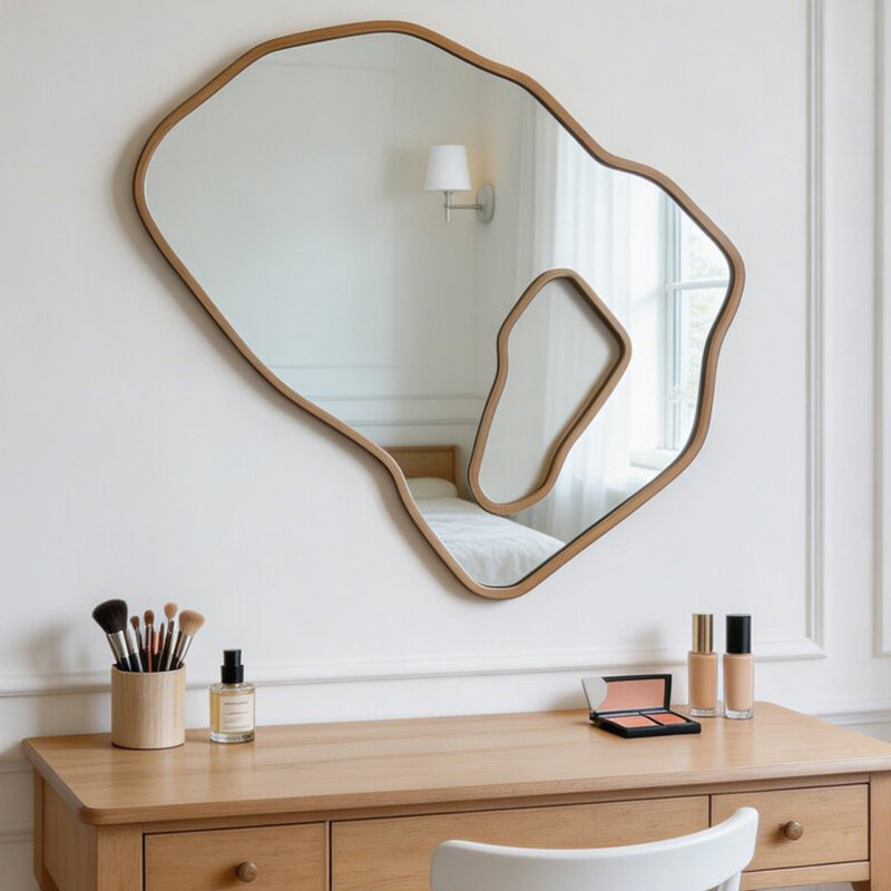 Free Form MDF Wall Mirror, 23.62"H×23.62"L×1.97"W