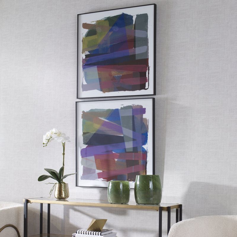 Vivacious Abstract Framed Prints Set with Black Metal Frame