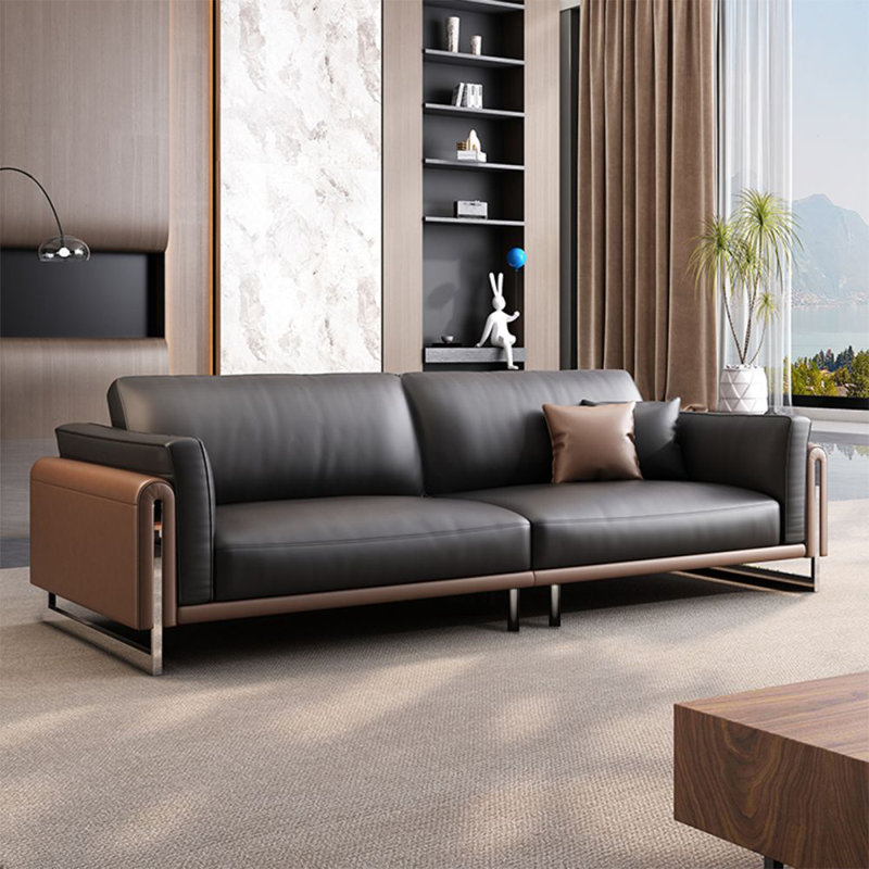Coussin de canapé modulaire en similicuir noir, 4, H 33,46 po x l 110,24 po x P 34,65 po