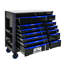 Armoire à outils roulante 12 tiroirs avec roulettes - coffre à outils en acier robuste pour le rangement de garage, noir et bleu