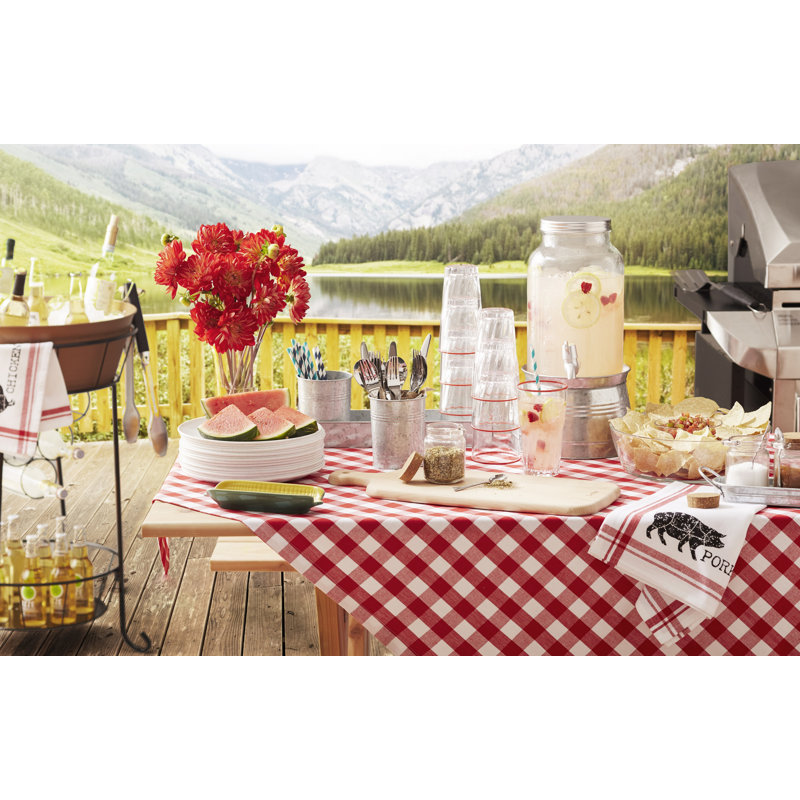 Arkwright Tablecloth, 84" L x 60" W, Tango / White