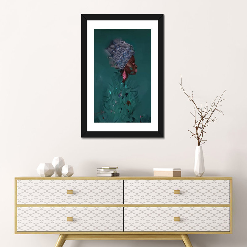 Vert par Adekunle Adeleke-reproduction d’art, Papier encadré noir, Blanc, H 24 po x l 16 po x P 1 po