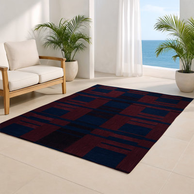 Tapis d'intérieur et d'extérieur à carreaux bleu