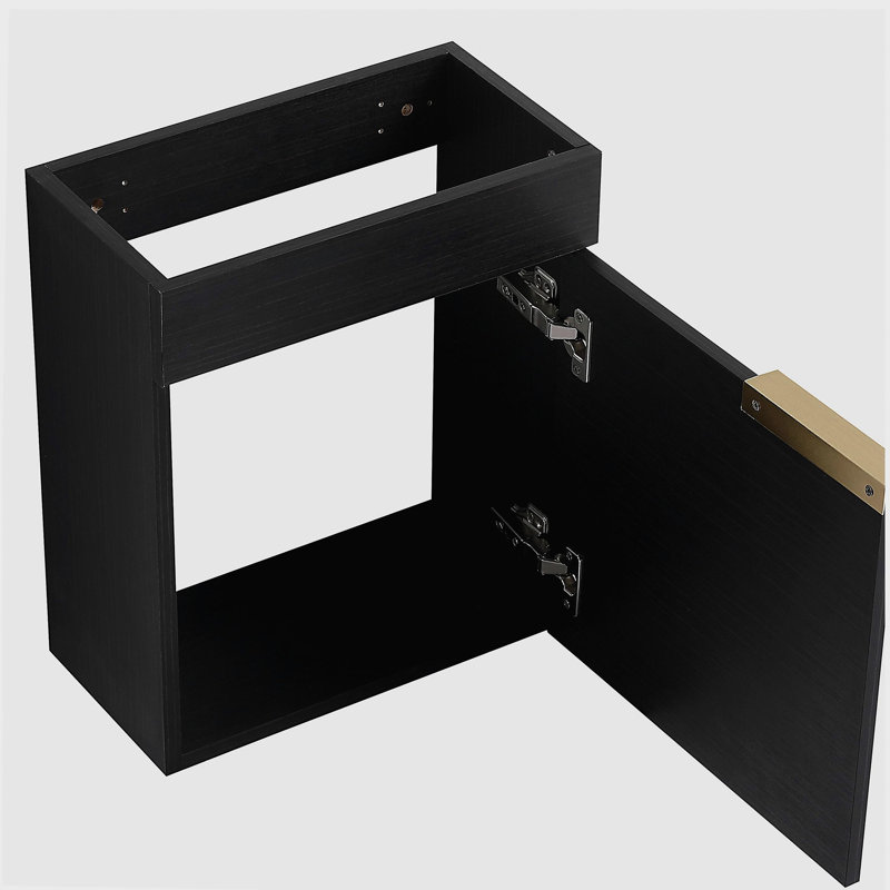 Meuble-lavabo avec lavabo Doors, 16 po pour petite salle de bain, Châtaignier noir / or