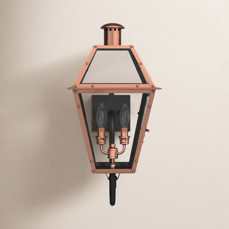 Amber Copper And Steel Wall Light