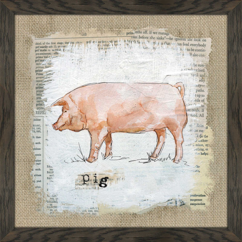 «Burlap Pig» par Carol Robinson - impression encadrée, H 33,5 po x l 33,5 po x P 0,75 po