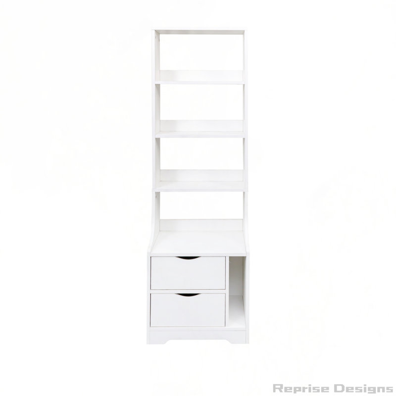 Bookshelf with 2 Storage Drawers, White