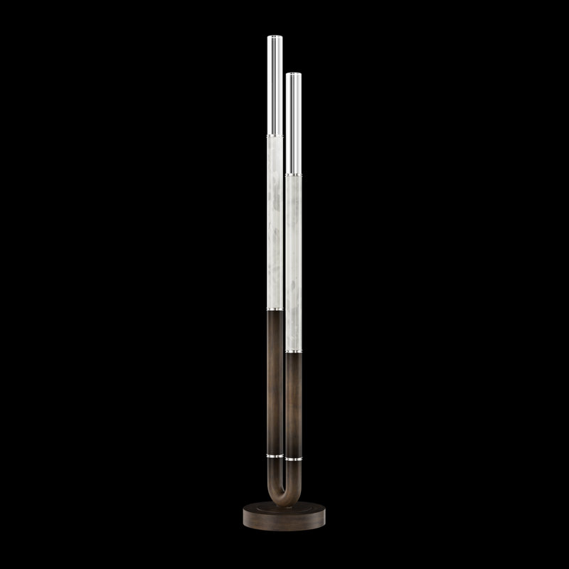 Lampe sur pied H 71,5 po Antonia, Bronze/Nickel/Fumée