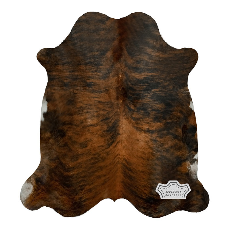 Handcrafted Medium Brindle Cowhide Oval Rug for Living Room