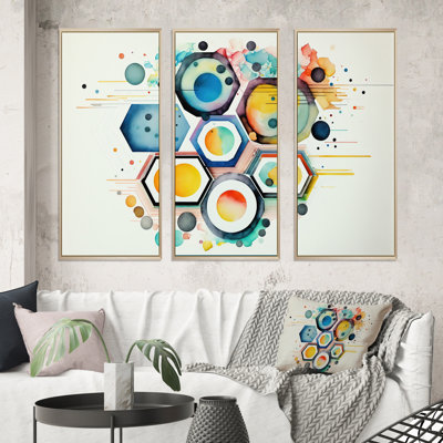 Diamanto " Hexagon And Circular Abstract III " 3 - Pieces