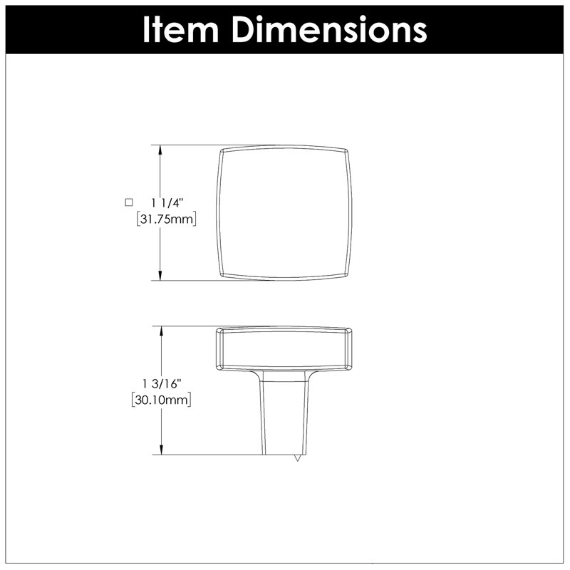 Coventry 1-1/4 Inch Square Cabinet Knob, Satin Nickel