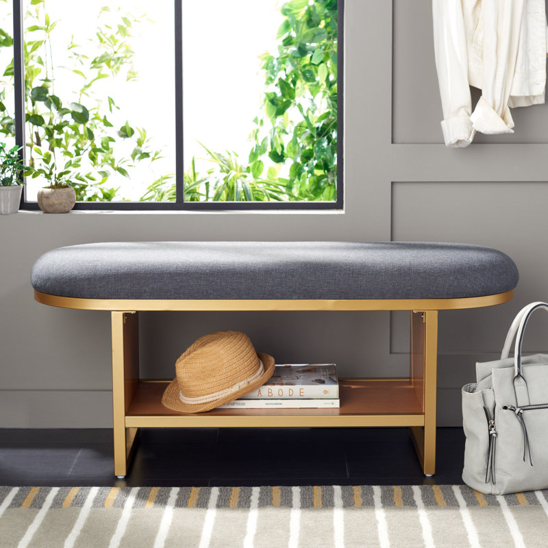 Comesana Polyester Upholstered Storage Bench, Dark Gray