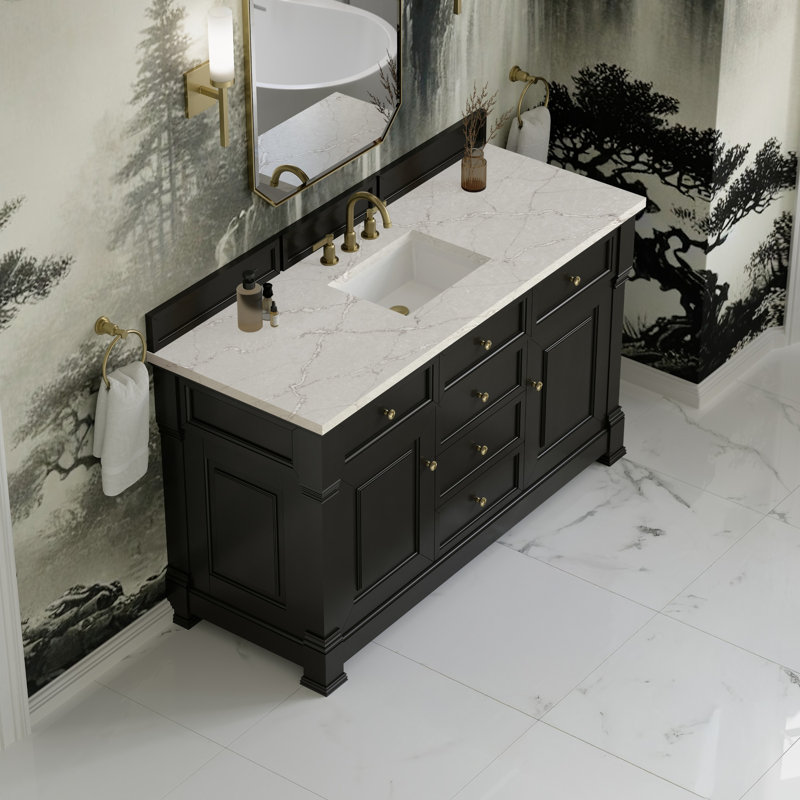 Brookfield Single Vanity, Widespread, Victorian Silver, Black Onyx