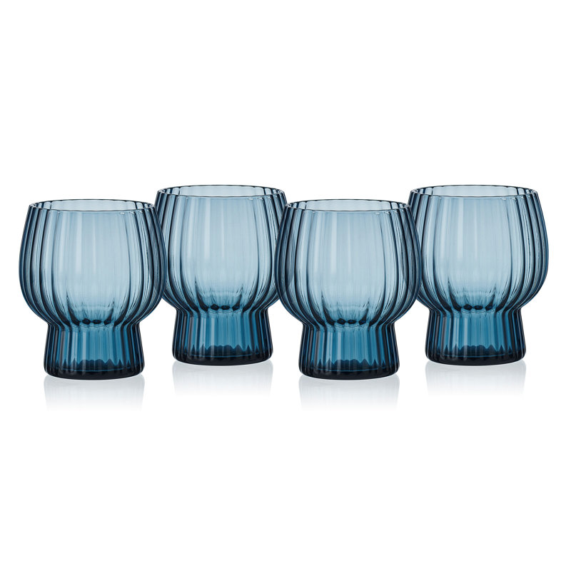 Ensemble de 4 verres à whisky Mikasa Phoebe Optic, Bleu