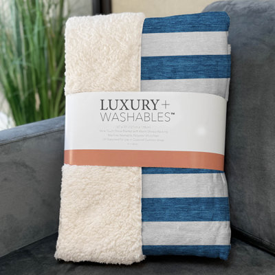 Addison Machine Washable Sherpa Throw Blanket