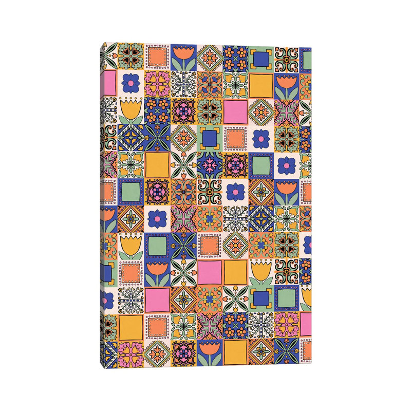 Hand Drawn Floral Patchwork by Alisa Galitsyna - Wrapped Canvas Print, 101.6 cm H x 66.04 cm W x 1.91 cm D