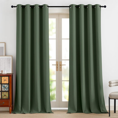 NICETOWN 100% Blackout Curtains for Bedroom, Thermal Insulated Window Drapes Room Darkening Cafe Curtains for Living Room with Grommet Top, 2 Panels
