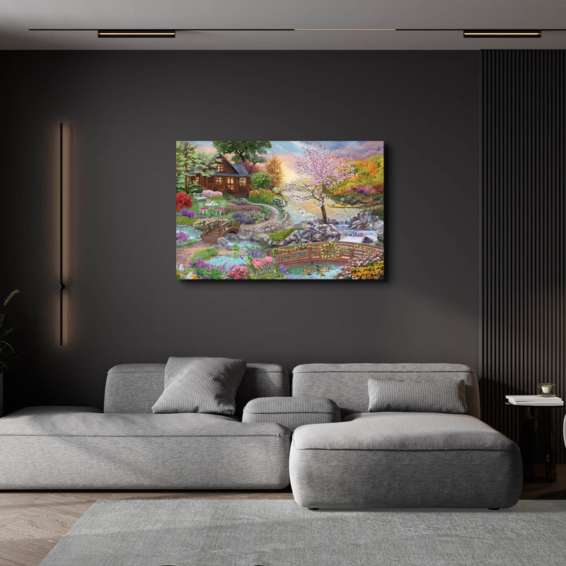 «Spring Stream» par Bigelow, illustrations sur verre acrylique, H 24 po x l 36 po x P 0,2 po