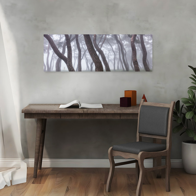 Art mural paysage de forêt de pin brumeux, H 36 po x l 12 po