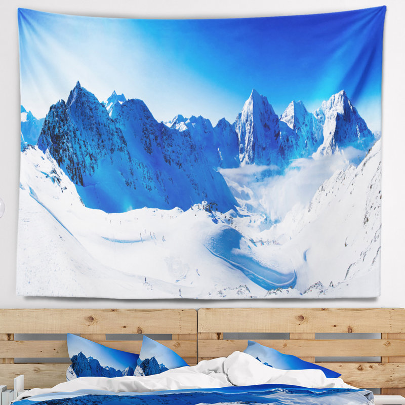 Photographie blue winter mountains tapisserie, H 32 po x l 39 po
