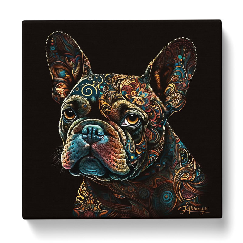 French Bulldog Paisley Art - Print, 35cm H x 35cm W x 3cm D