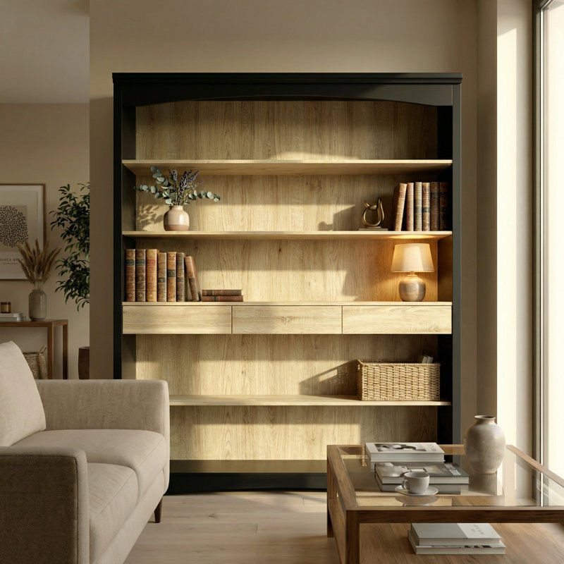 Bibliothèque de 78,7 po de hauteur avec 6 niveaux et 3 tiroirs