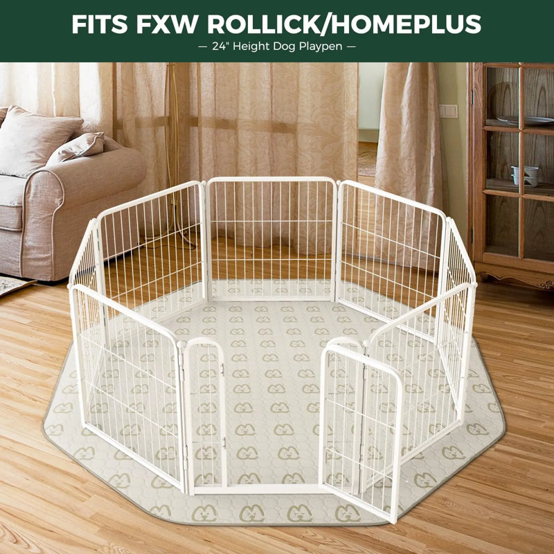 Protège-peluche lavable pour chiens, coussins pour chiots avec super absorbant, spécialement conçu pour le parc pour chien 8 panneaux 24 pouces Rollick / HomePlus de Foxw, octogone 29 po, kaki, paquet de 1