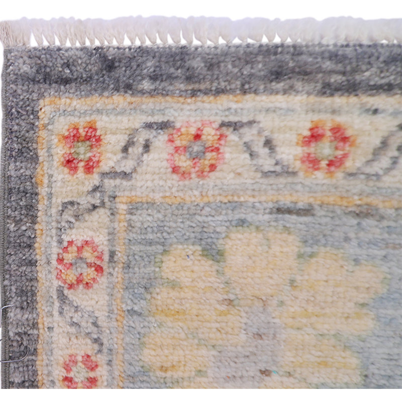 Tapis gris foncé / beige noué à la main de haute qualité