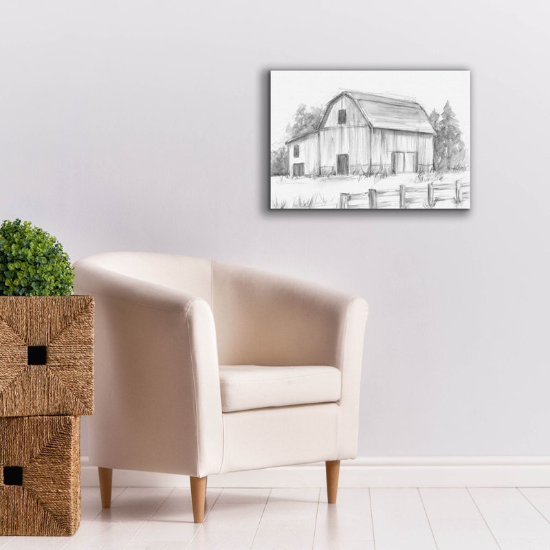 «Black and White Barn Study 2» par Ethan Harper, art mural sur toile, H 18 po x l 26 po
