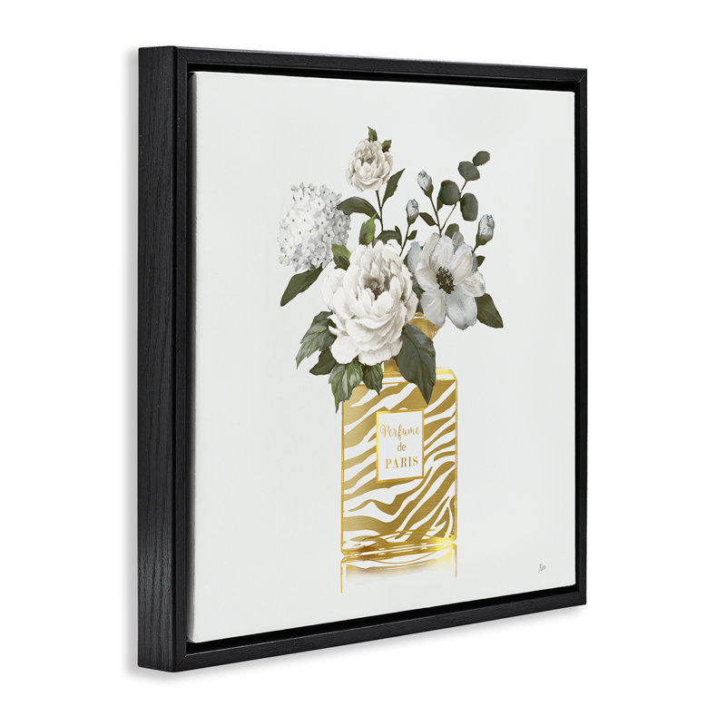Cadre flottant chic avec bouquet de parfums, design par Nan, Cadre flottant noir de jais, H 18 po x l 18 po