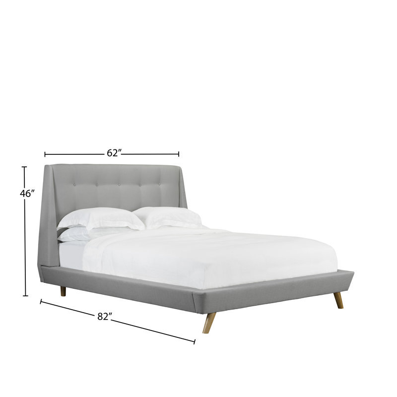Lit plateforme en tissu d’ameublement Brothers, Double, Gris