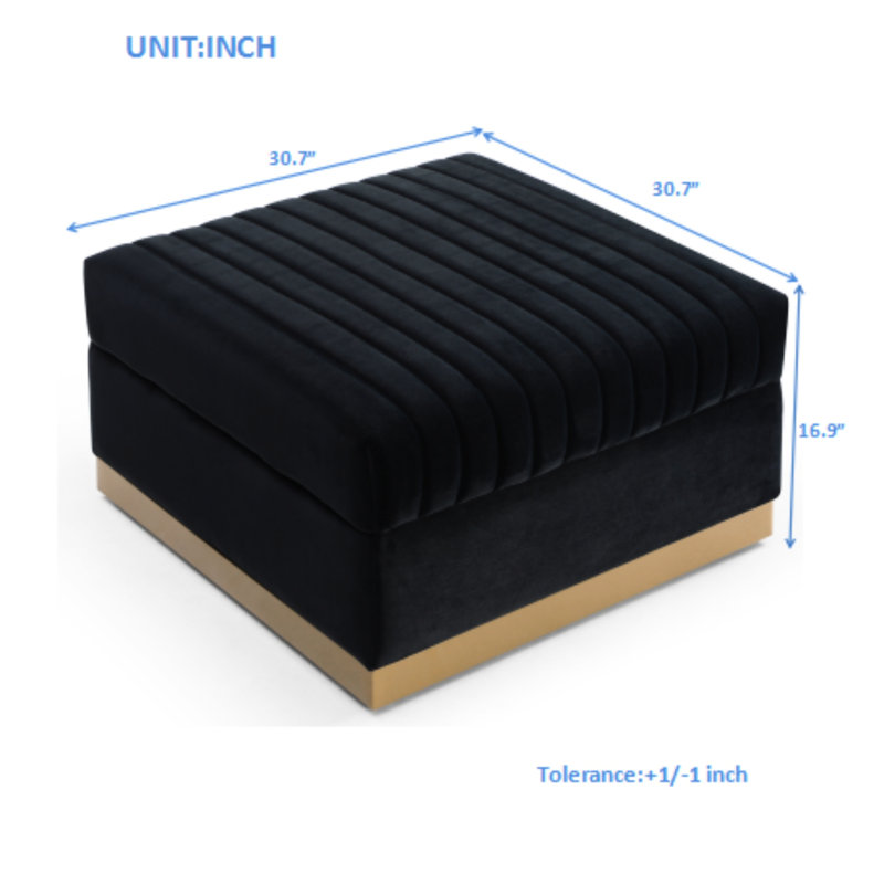 Upholstered Vertical - Velvet Foot Rest, Rest Channel Modern ,, Black