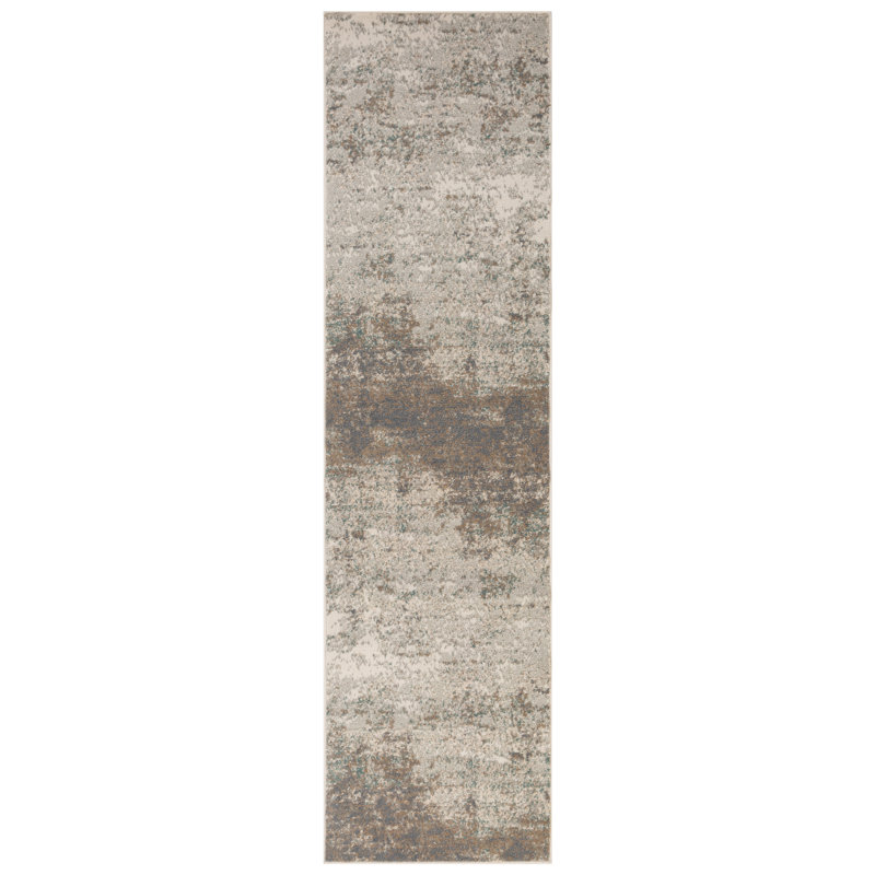 Tapis de couloir bleu / beige Nemohe, Tapis de couloir 2 pi 7 po x 10 pi