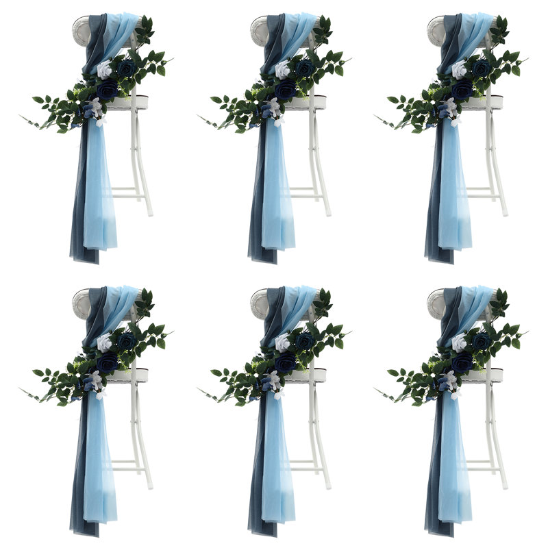 Ensemble de 6 ceintures décoratives pour chaise, Bleu