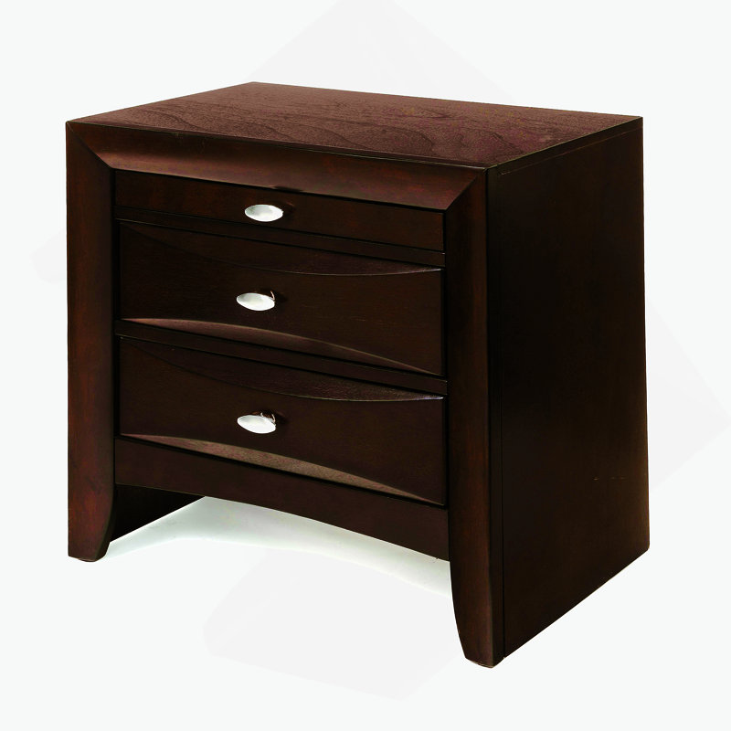 Table de chevet élégante au fini espresso avec rangement spacieux et design moderne, idéale pour rehausser la fonctionnalité et l'esthétique de la chambre à coucher